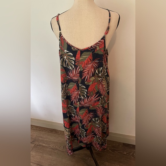 Time and Tru linen cotton botanical leaf maxi/midi dress swing style SZ XL - Picture 3 of 7